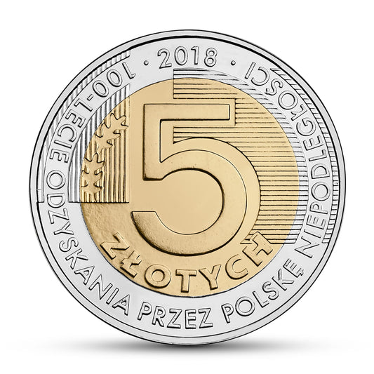 5 zł 100-lecie odzyskania przez Polskę niepodległości