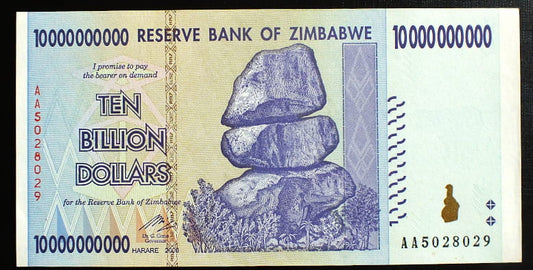 10 000 000 000  Dollars - Zimbabwe